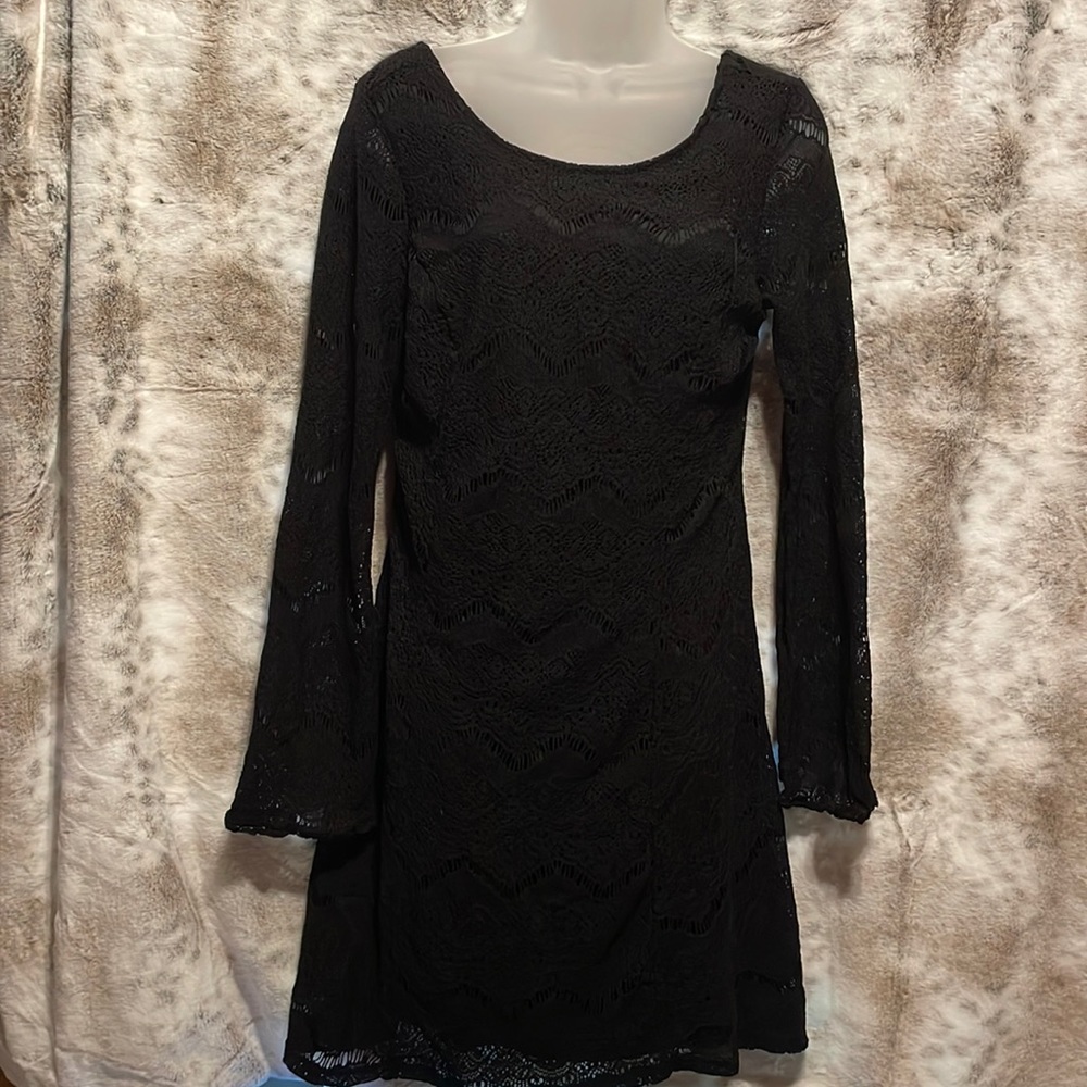 Black lace dress - L